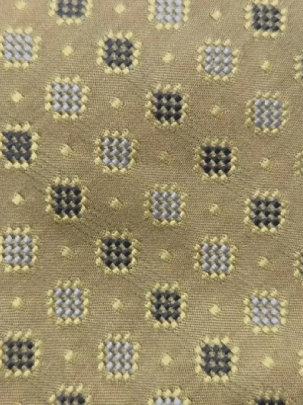 Club Room Men's Tie Gold Champagne Geometric Square Pattern 100% Imported Silk